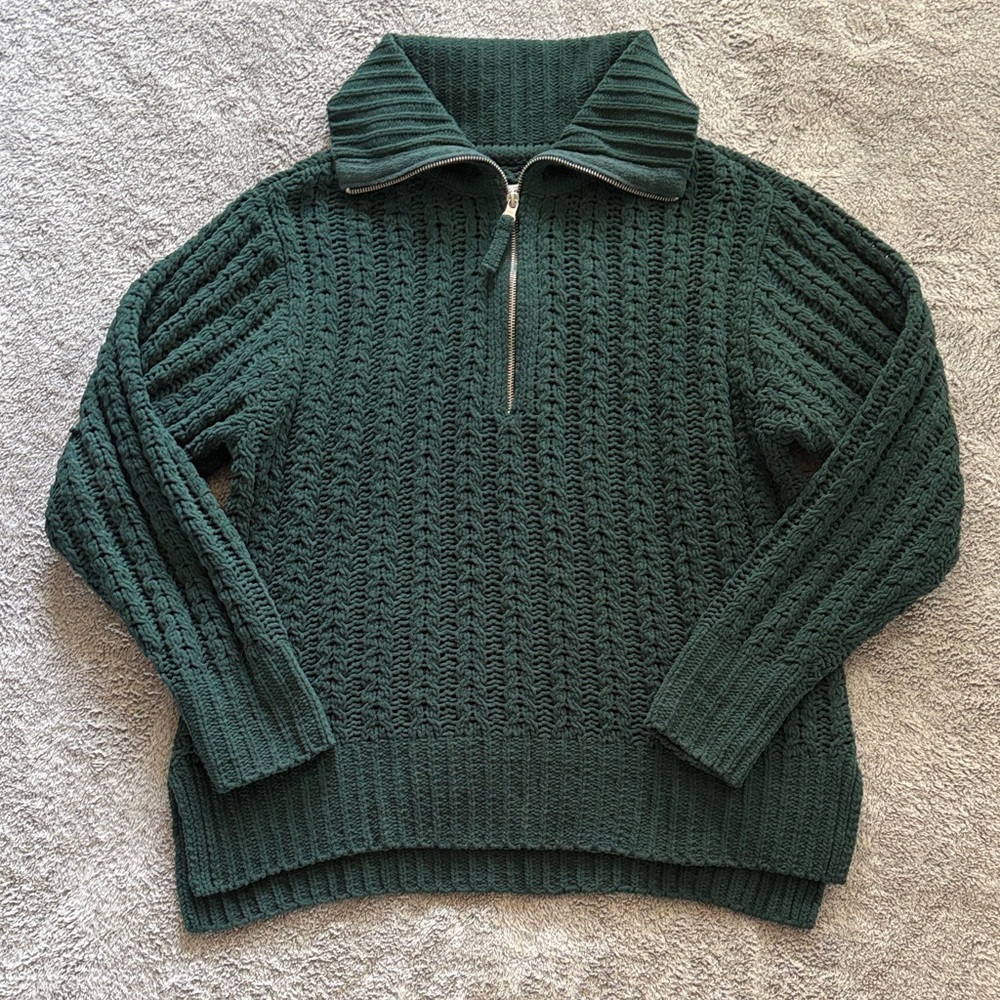 Aerie Forest Green Oversized Knit Sweater